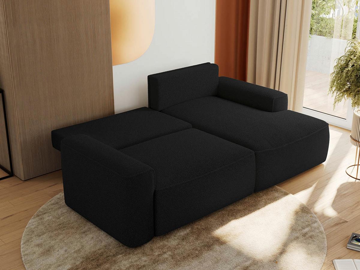 ECKSOFA BELLUNO L Schwarz Boucle - Rechts - Schwarz, Textil (233/144cm) - MKS