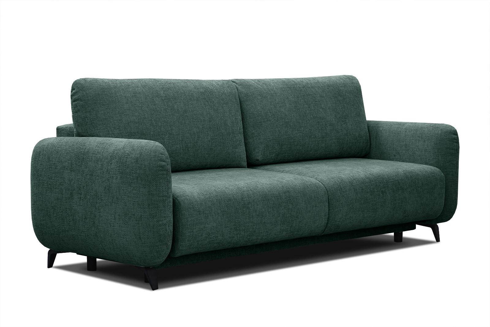 SOFA DRAKE 3-Sitzer mit Schlaffunktion, smaragdgrün - Smaragdgrün/Braun, Holz/Textil (232/90/107cm) - Wozimo