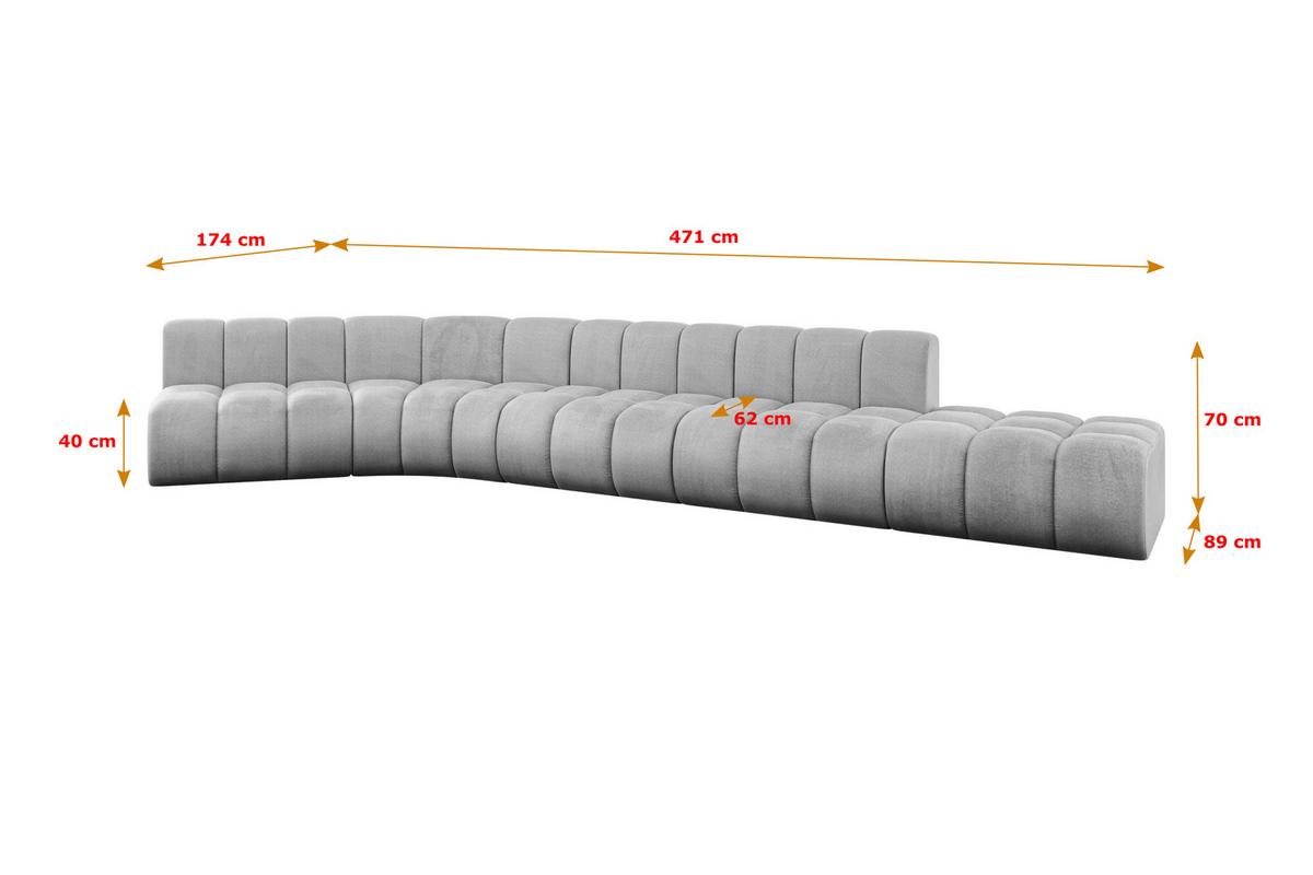 ECKSOFA modulares Sofa Brilo-L2 - 471x174x70 cm Grau - Hellgrau, Holzwerkstoff/Textil (471/174cm) - ALTDECOR