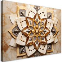 LEINWANDBILD AI Blumen Mandala 3D 60x40cm - Beige, Textil (60/40cm) - Feeby