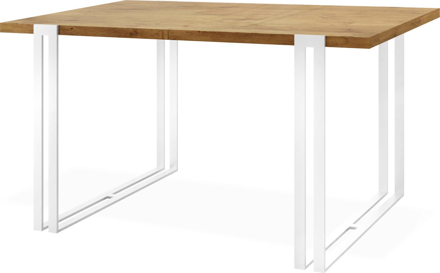 ESSTISCH Lilo rechteckig ausziehbar, Lancelot Eiche 140-240/80/76 cm - Eichefarben/Weiß, Holzwerkstoff/Metall (80/240/76cm) - WFL GROUP
