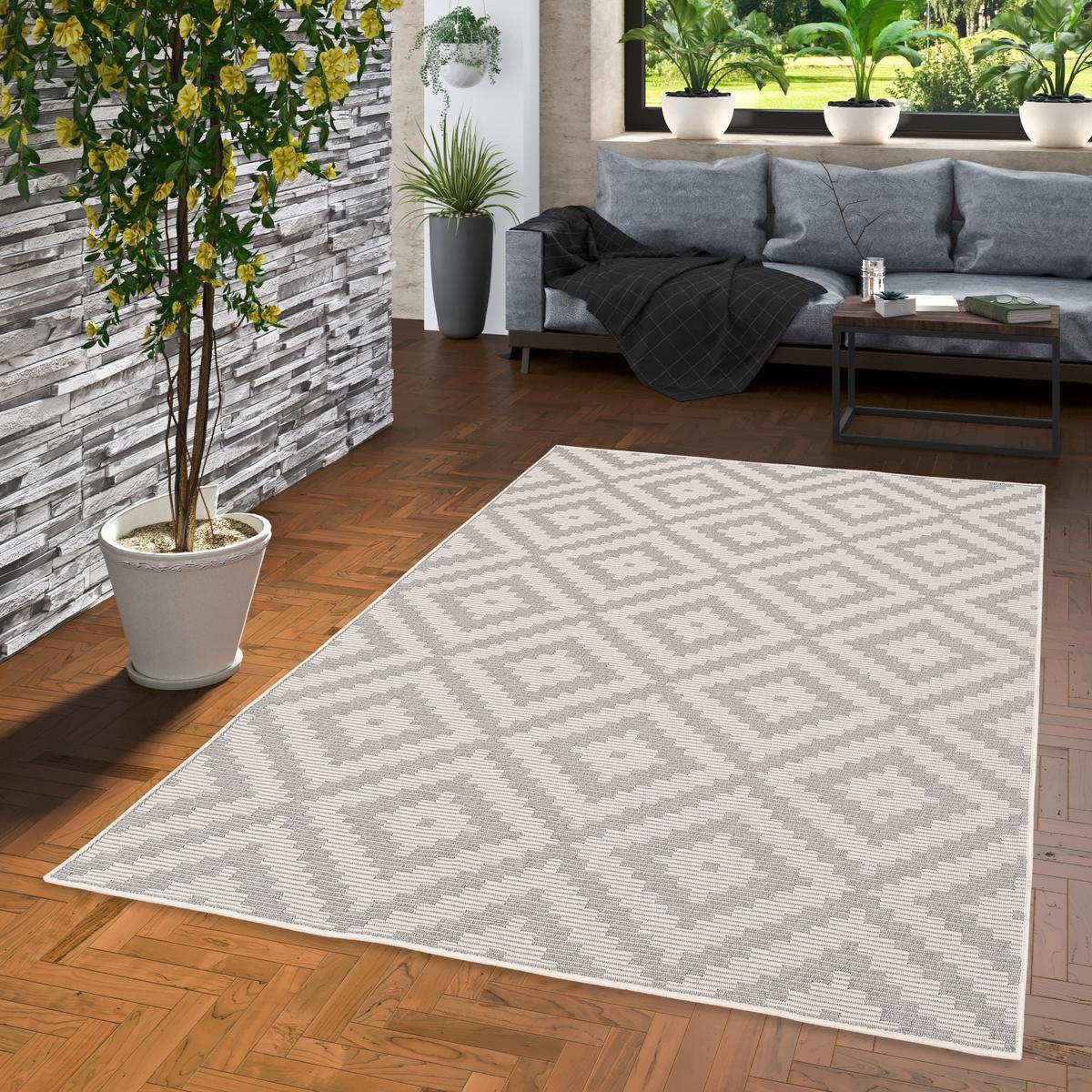 IN & OUTDOOR TEPPICH MARBELLA FLIESENOPTIK - Grau, Textil (80/150cm) - Pergamon