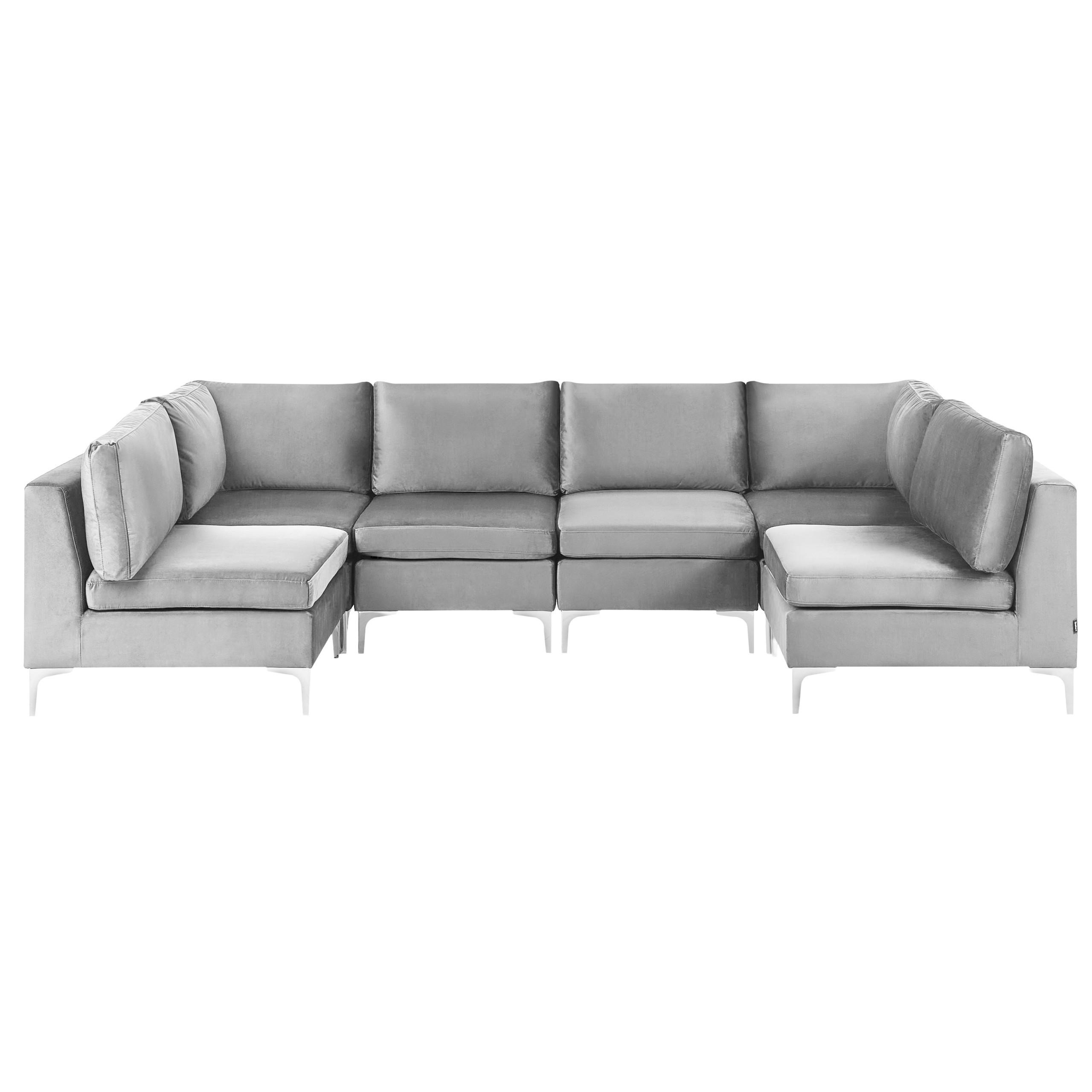 6-SITZER-MODULSOFA U-förmiges Grau Samtstoff Evja - Dunkelgrau, Textil (300/84/150cm) - Beliani