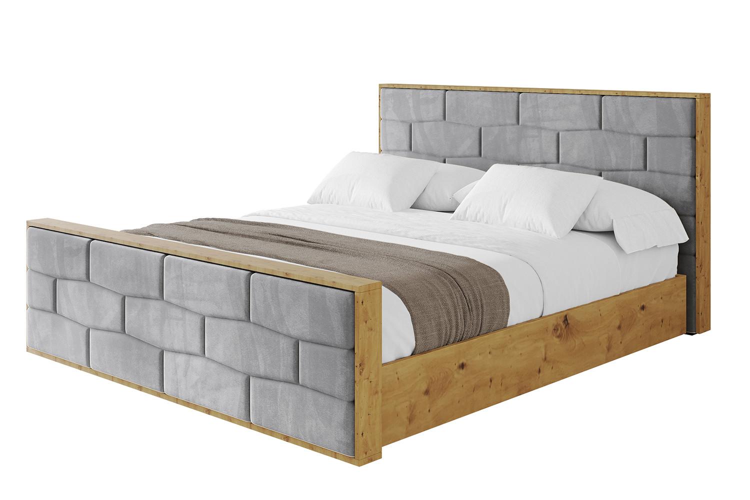 POLSTERBETT mit Bettkasten, Fußteil und Lattenrost, Boxbett mit Matratze H3/H4 - ENZO8-Z 120x200 Grau - Grau, Holzwerkstoff/Textil (120/200cm) - ALTDECOR