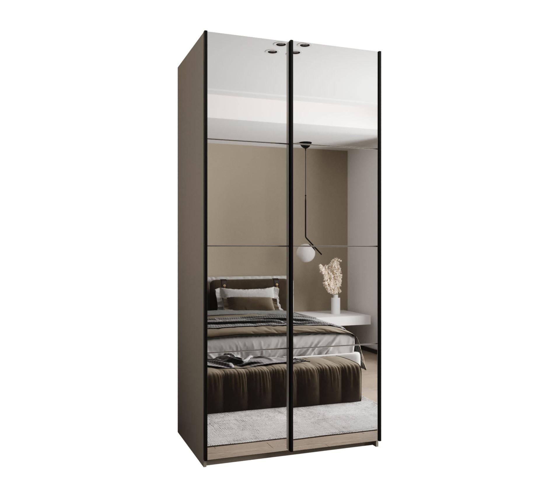 SCHWEBETÜRENSCHRANK 245,5/110/64 2-türig - Kaschmir/Schwarz, Holz/Metall (110/245/64cm) - Abiks Möbel