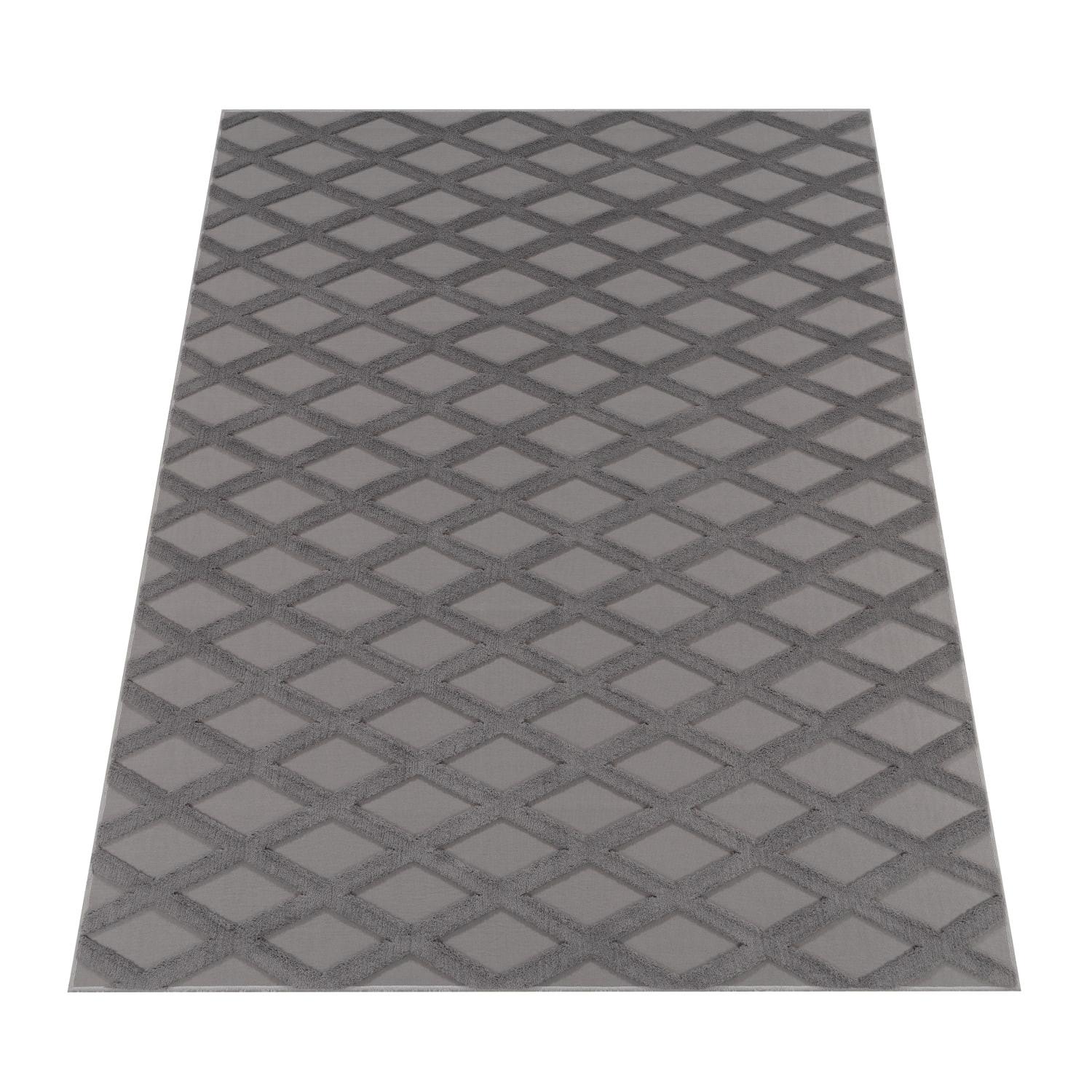 KURZFLORTEPPICH Waschbar, mit Rautenmuster, Anthrazit, 200 x 280 cm - Anthrazit, Textil (200/280cm) - KADIMA DESIGN