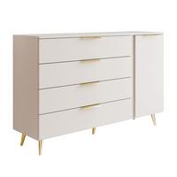 KOMMODE LINA KASCHMIR 1D4S auf hohen Beinen Gold Chrom - Kaschmir, Holzwerkstoff (138/90/40cm) - Lookway