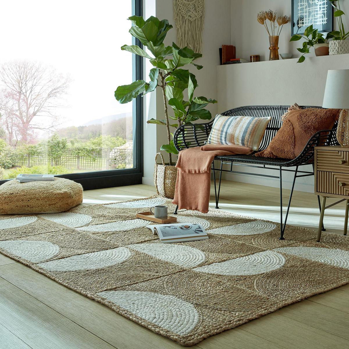 JUTETEPPICH handgewebt HOLT, geometrisch, Natur, 200 x 290 cm - Beige, Textil (290/200cm) - KADIMA DESIGN
