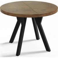 ESSTISCH Twixy runder ausziehbarer, Lefkas Eiche 100-200/100/76 cm - Alteiche/Schwarz, Holz/Holzwerkstoff (100/200/76cm) - WFL GROUP