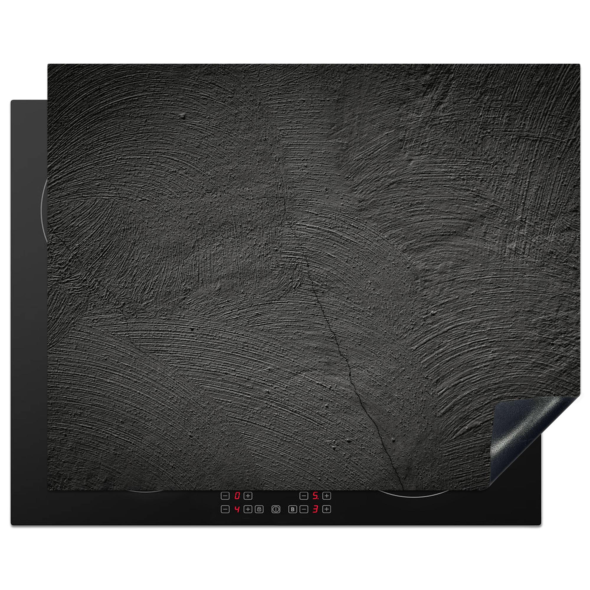 HERDABDECKPLATTE Beton - Schwarz - Industriell Herdabdeckung Induktionsfeld 65x52 cm - Anthrazit, Kunststoff (65/52/0.2cm) - MuchoWow