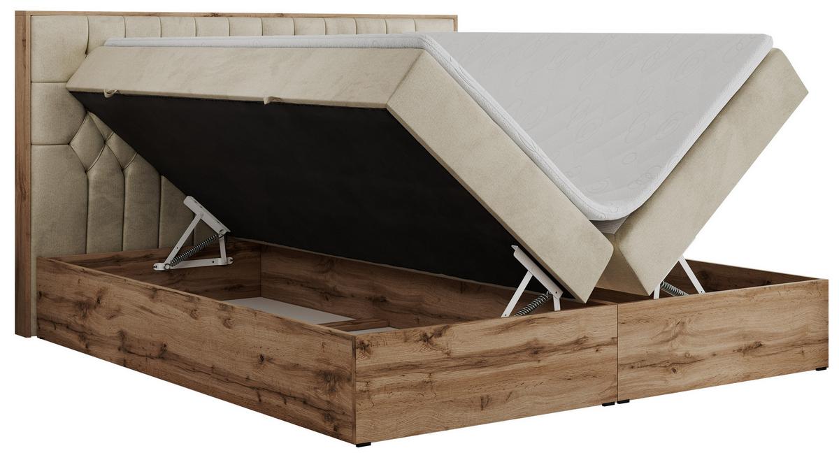 BOXBETT AMORE 140/200 Beige Struktur - H4 - Beige, Holz/Textil (140/200cm) - MKS