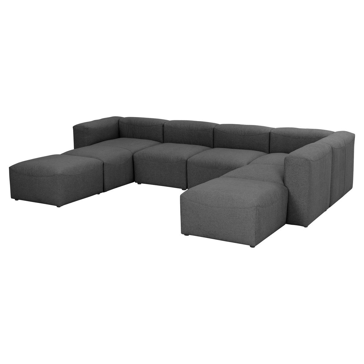 WOHNLANDSCHAFT 3 Kattrina Flachgewebe anthrazit - Anthrazit, Kunststoff (350/73/250cm) - 58aufmkessel