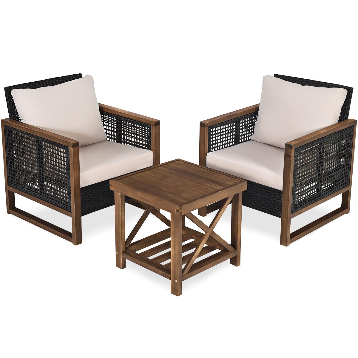 GARTENMÖBEL Braun(3-teilig) - Braun, Naturmaterialen (700/78/66cm) - COSTWAY