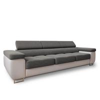 SCHLAFSOFA MOSINE Hellgrau Geflochtener Stoff mit Schlaffunktion - Hellgrau/Weiß, Holz (276/98/87cm) - MASSENO