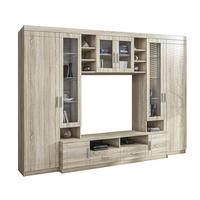 WOHNWAND Parisca Sonoma Eiche 340/198/44 cm Klassische mit viel Stauraum - Beige, Holzwerkstoff/Kunststoff (340/198/44cm) - AX Living