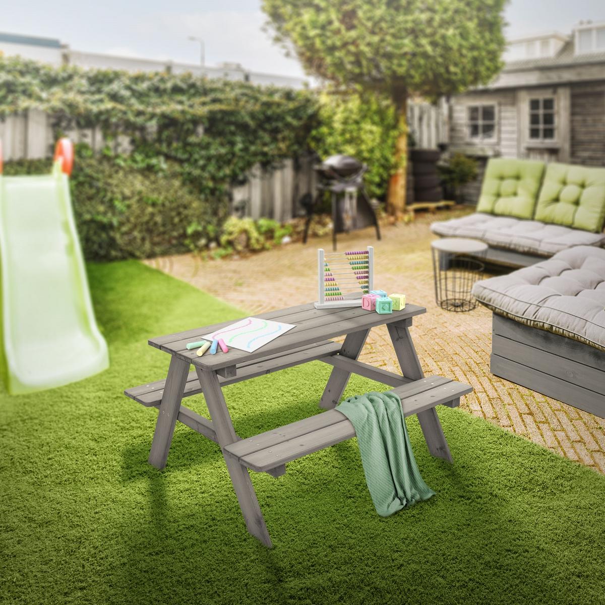KINDERSITZGARNITUR Grau aus Massivholz - Grau, Holz - ML-DESIGN