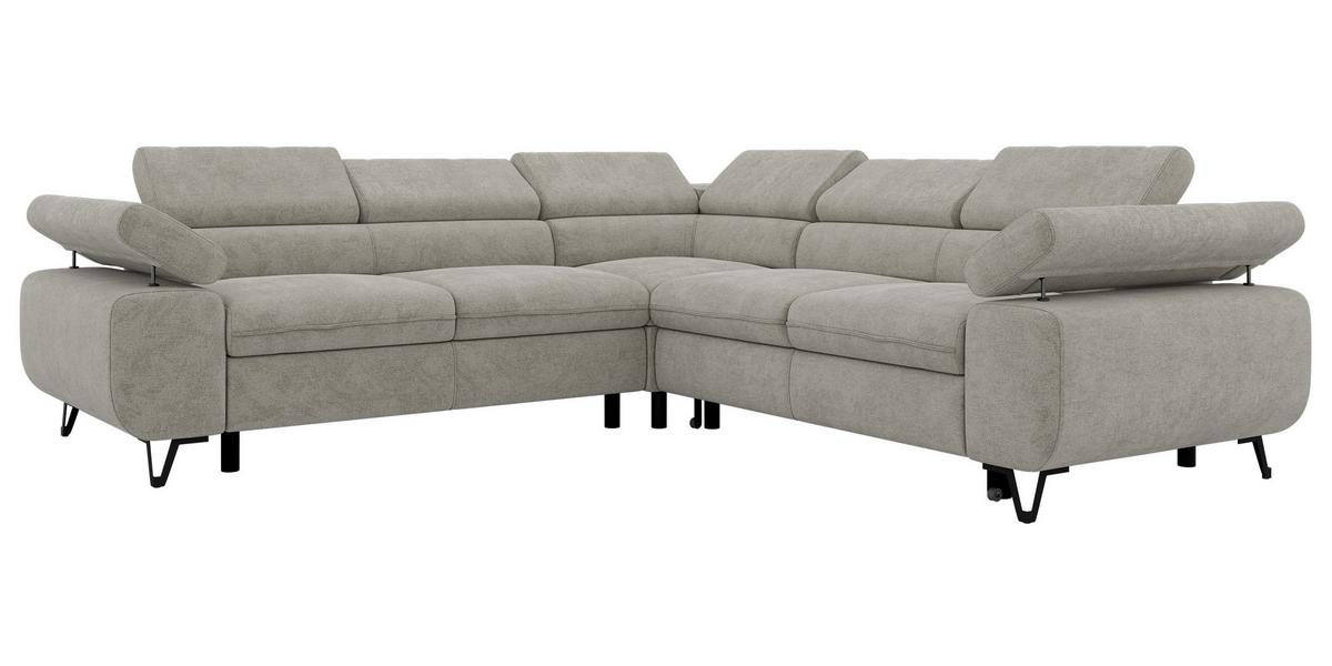 ECKSOFA QUADRO L - Hellgrau Stukture - Links Seite - Hellgrau/Schwarz, Textil/Metall (269/269cm) - MKS