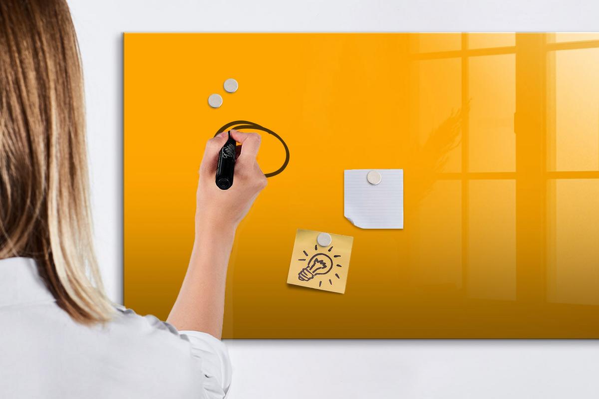 MAGNETTAFEL 120x60 Dunkelgelb schwarzer Marker - Dunkelgelb, Glas (120/0.4/60cm) - TULUP