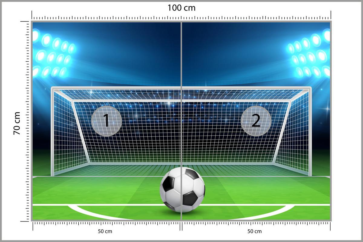 FOTOTAPETE für Jugendzimmer Elfmeter Schuss Linie Fußball 100x70 - Blau/Schwarz, Papier (100/70cm) - Muralo