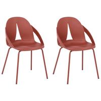 GARTENSTUHL 2er Set Rot Bolgheri - Rot, Kunststoff (49/83/49cm) - Beliani