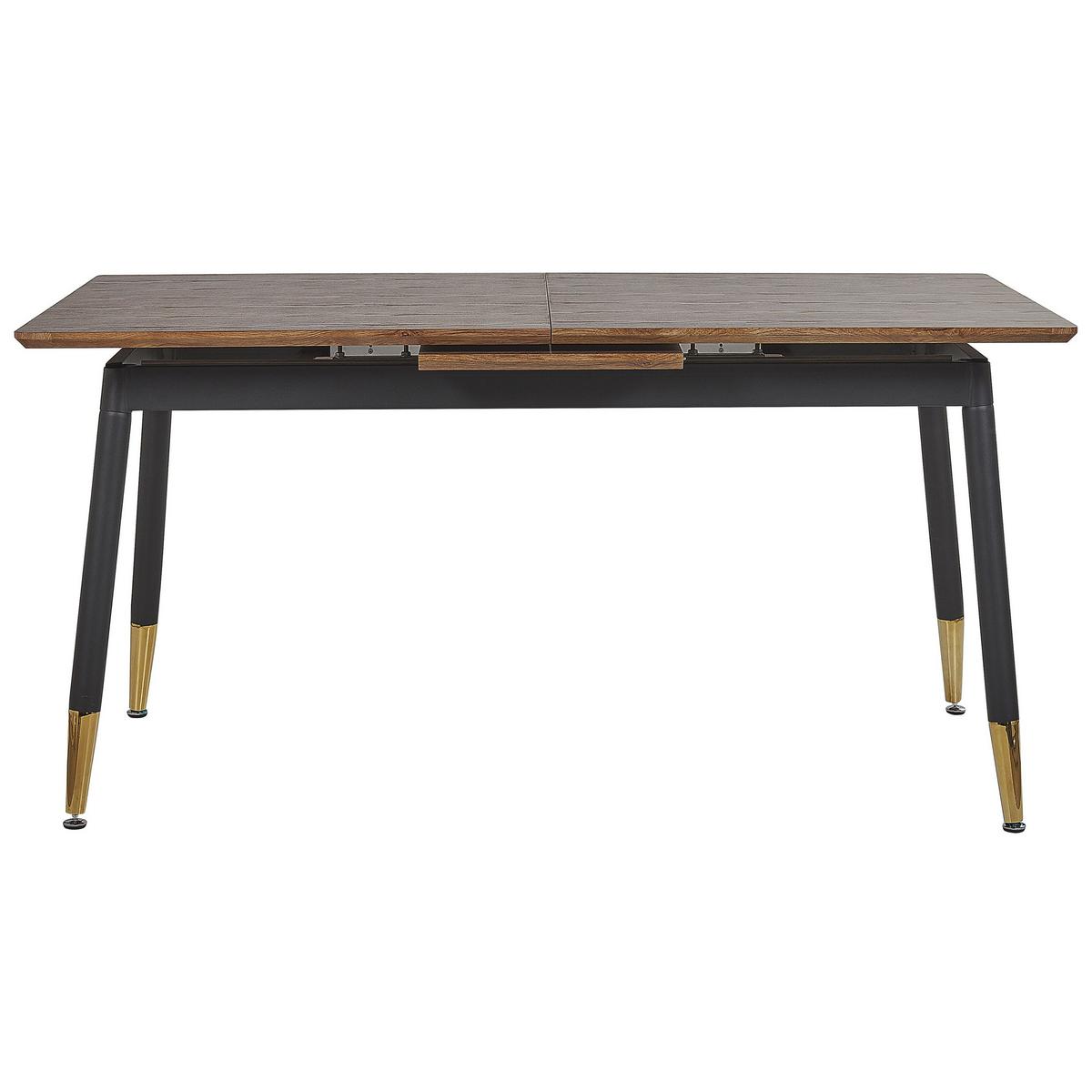 ESSTISCH 160-200/90/78 cm Dunkelbraun, Schwarz, Goldfarben Rechteckig California - Dunkelbraun, Holzwerkstoff (200/90/78cm) - Beliani