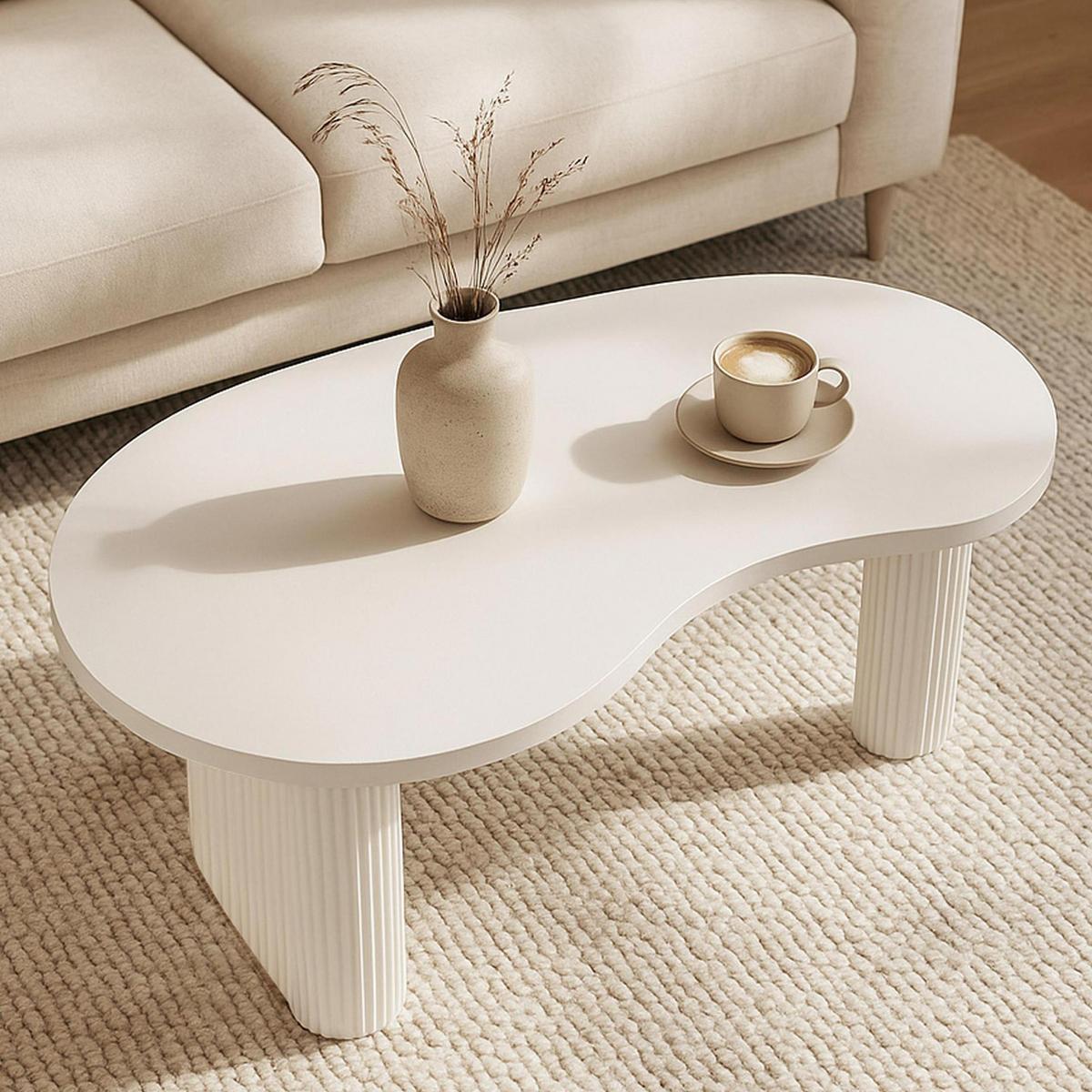 COUCHTISCH organisch Weiß - Weiß, Holz (60/110/45cm) - MCW