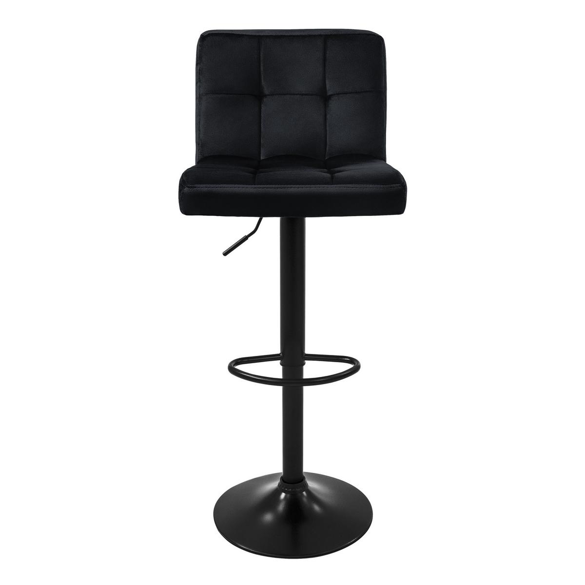 BARHOCKER 2er Set Schwarz aus Samt höhenverstellbar/drehbar - Schwarz, Textil/Metall (50/112/45cm) - ML-DESIGN