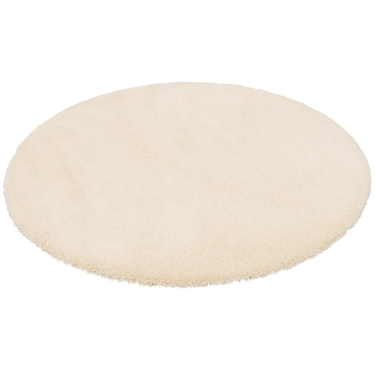 LUXUS HOCHFLOR LANGFLOR TEPPICH HARMONY RUND - Creme, Textil (133/133cm) - Snapstyle