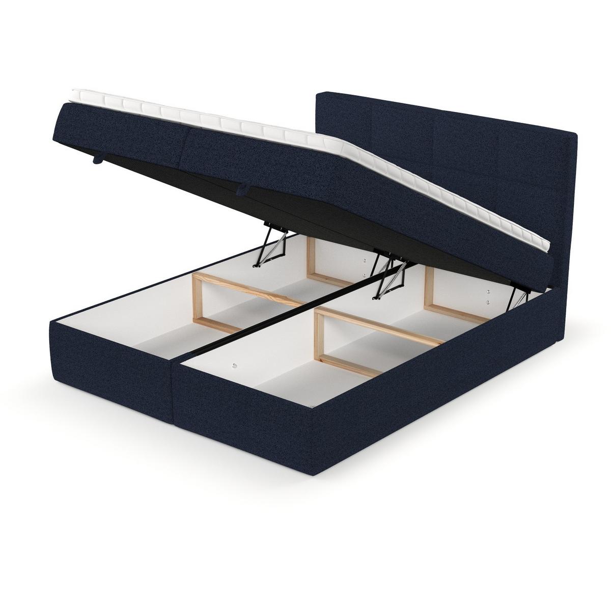 BOXBETT Velto 180/200 cm Marineblau im Riva Stoff - Schwarz/Dunkelblau, Holz/Holzwerkstoff (180/200cm) - AltaBeds