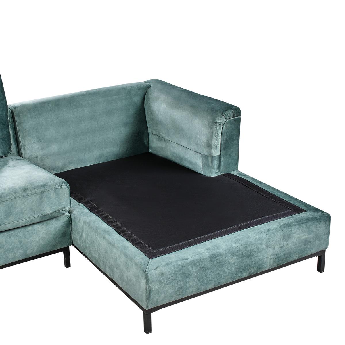 ECKSOFA 4-Sitzer Samtstoff Blaugrün linksseitig Oslo - Blau/Jadegrün, Textil (270/151cm) - Beliani