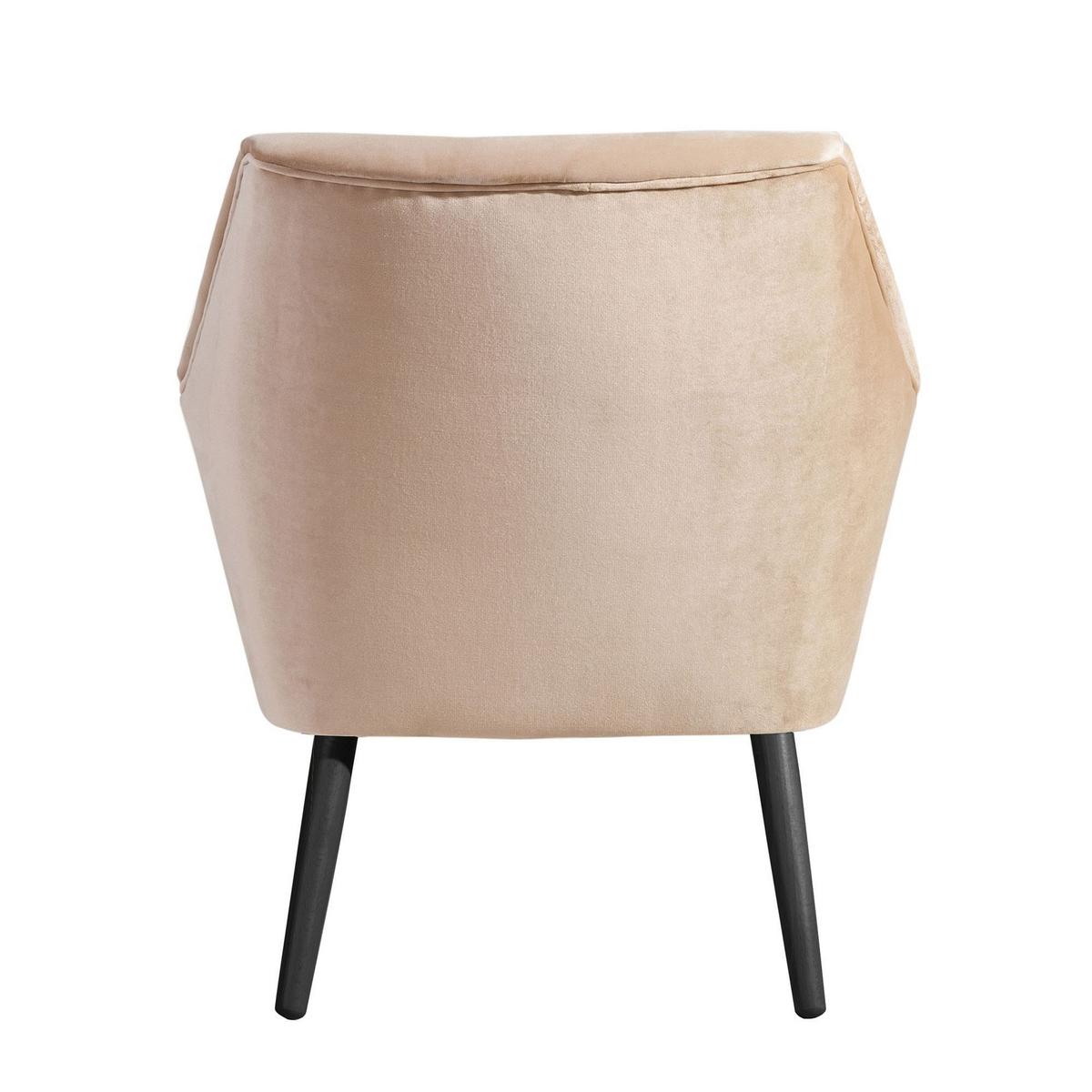 SESSEL Kachka Bezug Samtvelour Buche schwarz / sand - Sandfarben/Buche Kolonial, Kunststoff (71/81/67cm) - 58aufmkessel