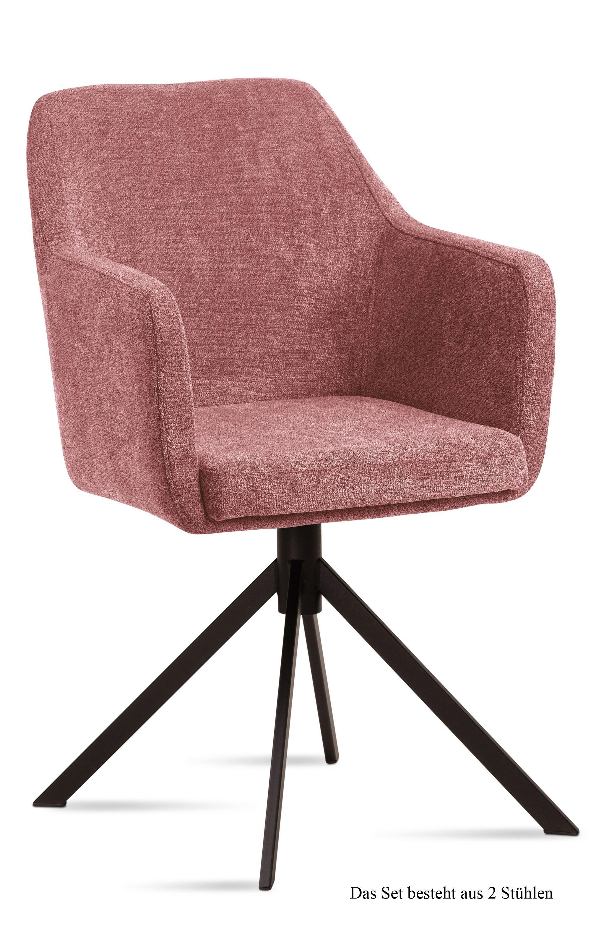 ARMLEHNSTUHL (2er-Set) Dulcy 57x87x60 Schwarz/Rosewood - Dunkelrosa/Schwarz, Kunststoff (60/87/57cm) - 58aufmkessel