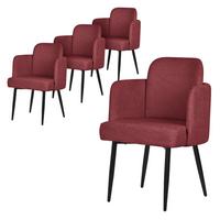 ESSZIMMERSTÜHLE 4er Set Rot mit Stoffbezug Rattan Optik - Rot/Schwarz, Textil/Metall (59/86/59cm) - ML-DESIGN