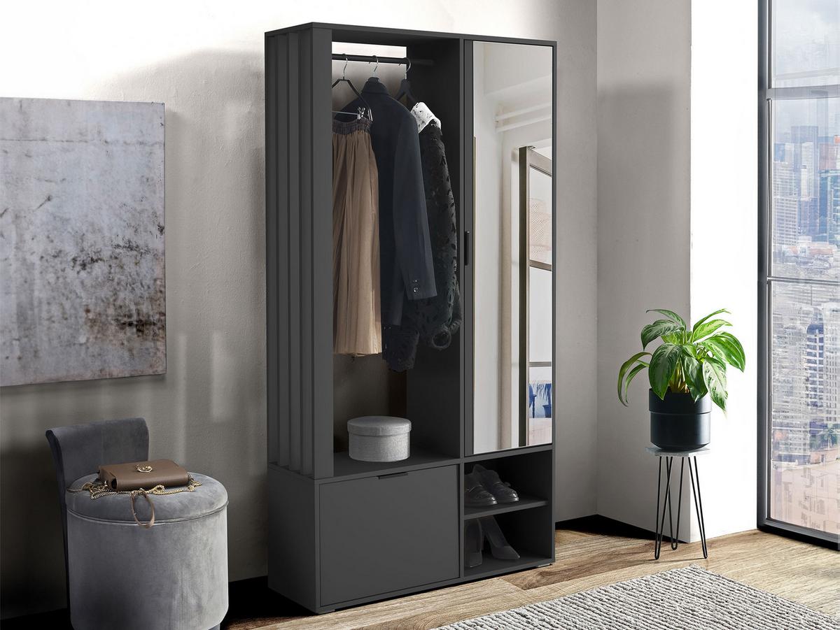 GARDEROBE Milo - Anthrazit/Schwarz, Holzwerkstoff/Kunststoff (100/190/33cm) - MIRJAN24
