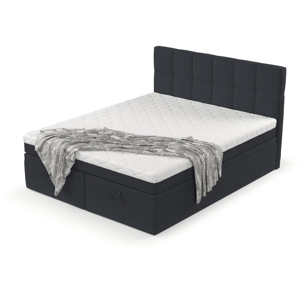 BOXBETT Elano 160/200 cm Anthrazit im Riva Stoff - Anthrazit/Schwarz, Holz/Holzwerkstoff (160/200cm) - AltaBeds