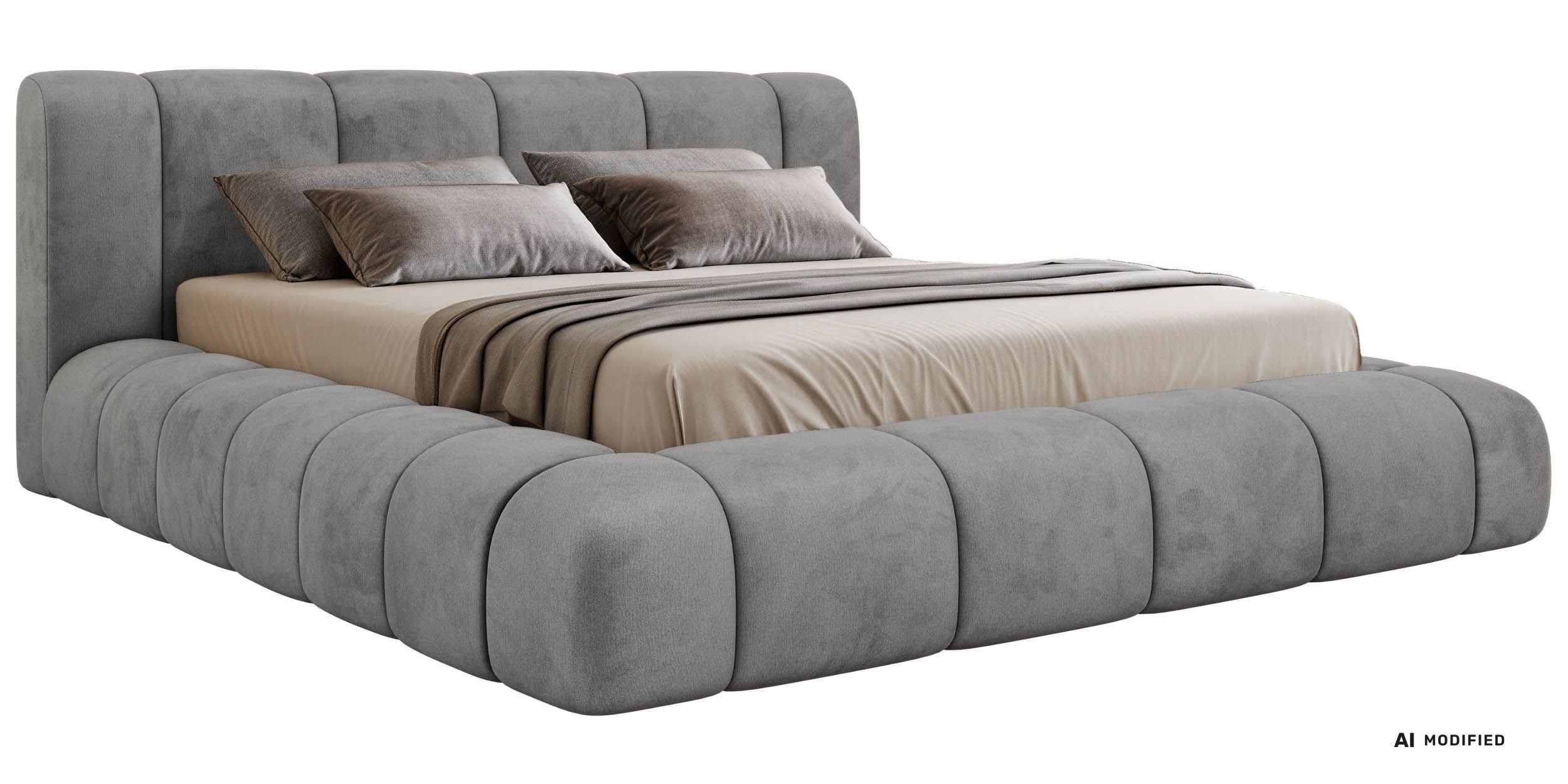 POLSTERBETT NUBEA CLASSIC 160/200 - Hellgrau Velvet - ohne Matratze - Hellgrau, Textil (160/200cm) - MKS