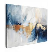 LEINWANDBILD Gold - Blau - Aquarell - Kunst - Modern Wandbild 40x30 cm - Hellblau, Textil (40/30cm) - MuchoWow