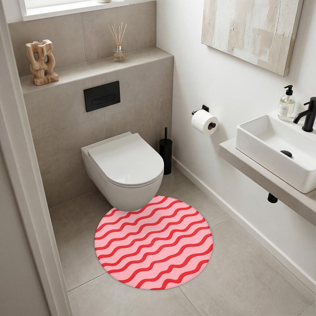 BADEMATTE Verspielt - Muster - Rot Badvorleger 70x70 cm - Rosa, Textil (70/70cm) - OnlyWow