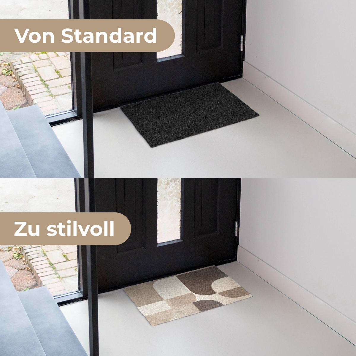 FUSSMATTE Geometrisch - Gewebte Struktur - Modern Fußabtreter 60x40 cm - Beige, Kunststoff (60/0.4cm) - MuchoWow