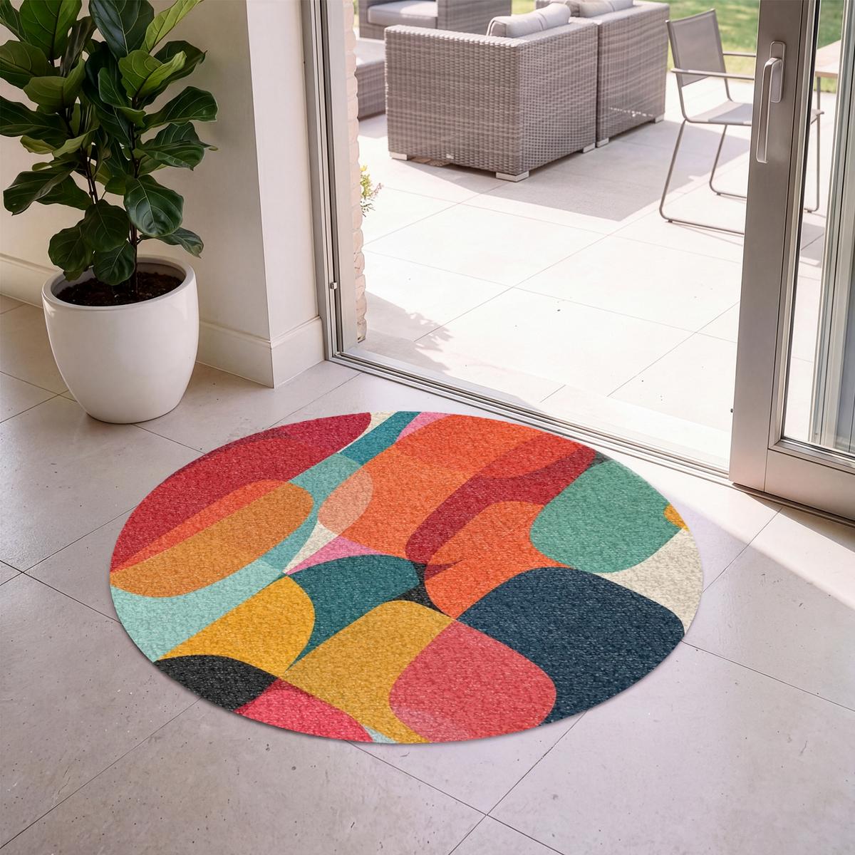 FUSSMATTE Formen - Bunt - Abstrakt - Flugzeuge Sauberlaufmatte 120x120 cm - Multicolor, Kunststoff (120/0.4cm) - MuchoWow