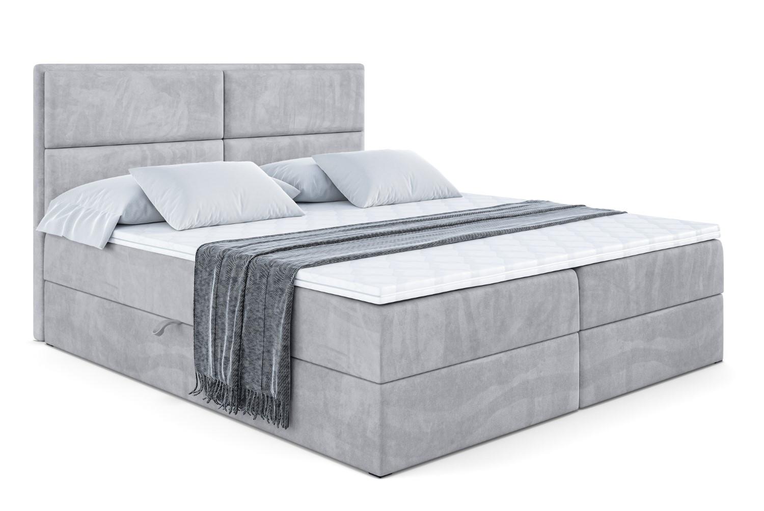 BOXBETT mit Matratze H3 und Lattenrost - AURA - 140x200 Hellgrau - Hellgrau, Holzwerkstoff (140/200cm) - ALTDECOR