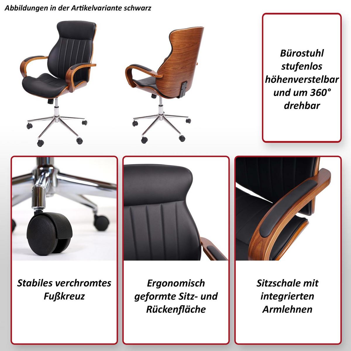 BÜROSTUHL Schwarz - Schwarz, Holz (63/109/64cm) - MCW