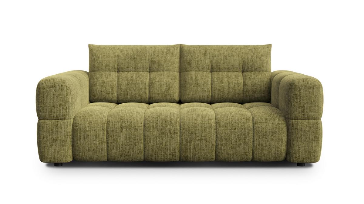 SOFA CLOUDI 2,5-Sitzer, olivgrün - Schwarz/Olivgrün, Holz/Textil (211/89/104cm) - Wozimo
