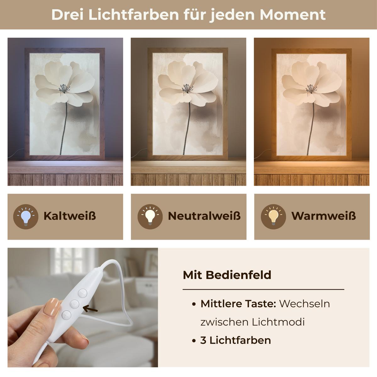 WANDLEUCHTE Blume - Beige - Farbe - Schatten 20x30 cm - Beige, Holzwerkstoff (20/30/8cm) - OnlyWow