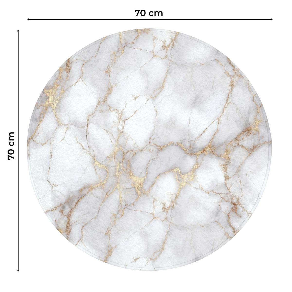 WC-VORLEGER Weiß - Gold - Marmor - Grau Toilettenteppich 70x70 cm - Weiß, Textil (70/1cm) - OnlyWow
