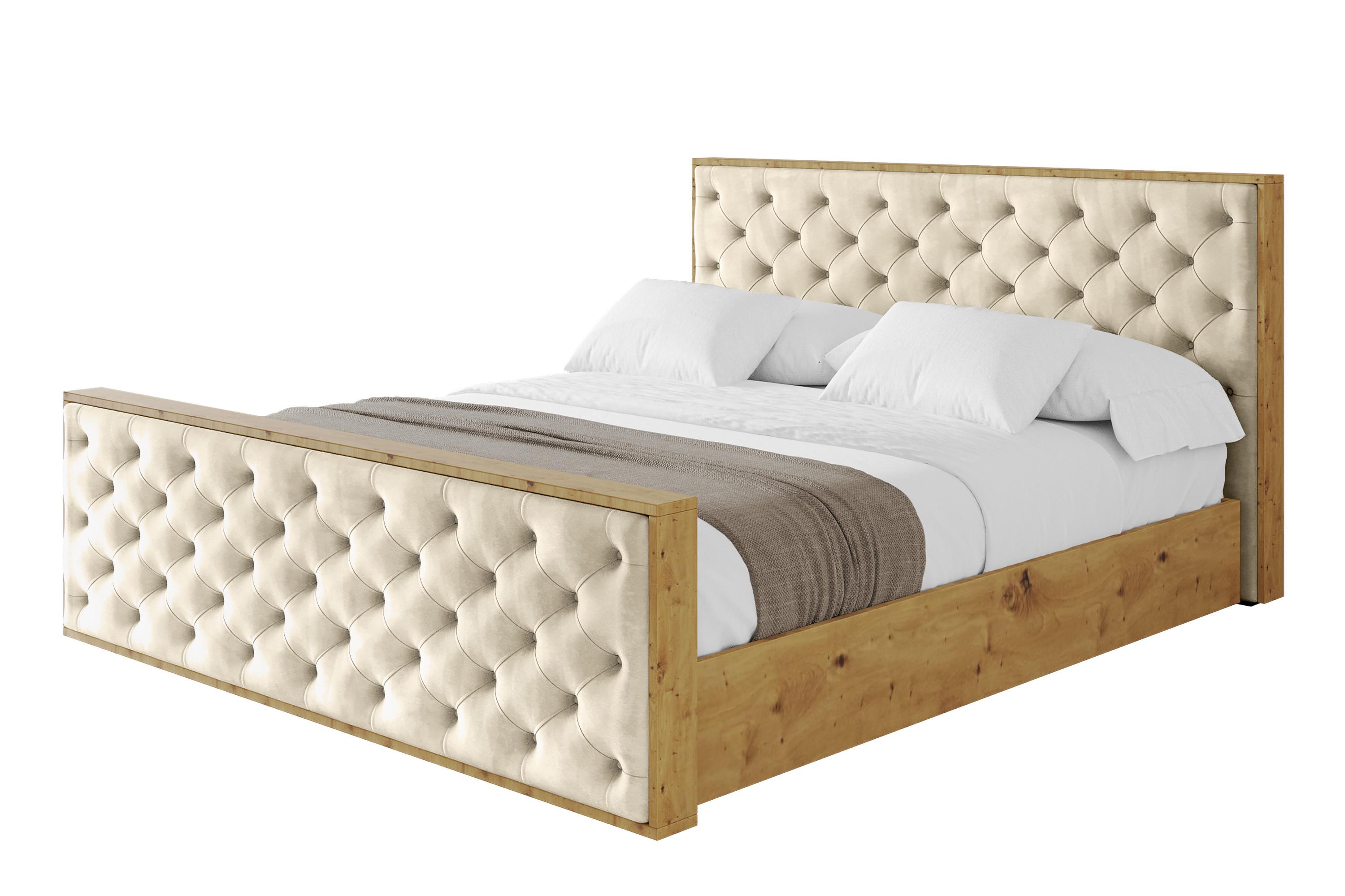 POLSTERBETT mit Bettkasten, Fußteil und Lattenrost, Boxbett ohne Matratze - ENZO3-Z 180x200 Beige - Ecru, Holzwerkstoff/Textil (180/200cm) - ALTDECOR