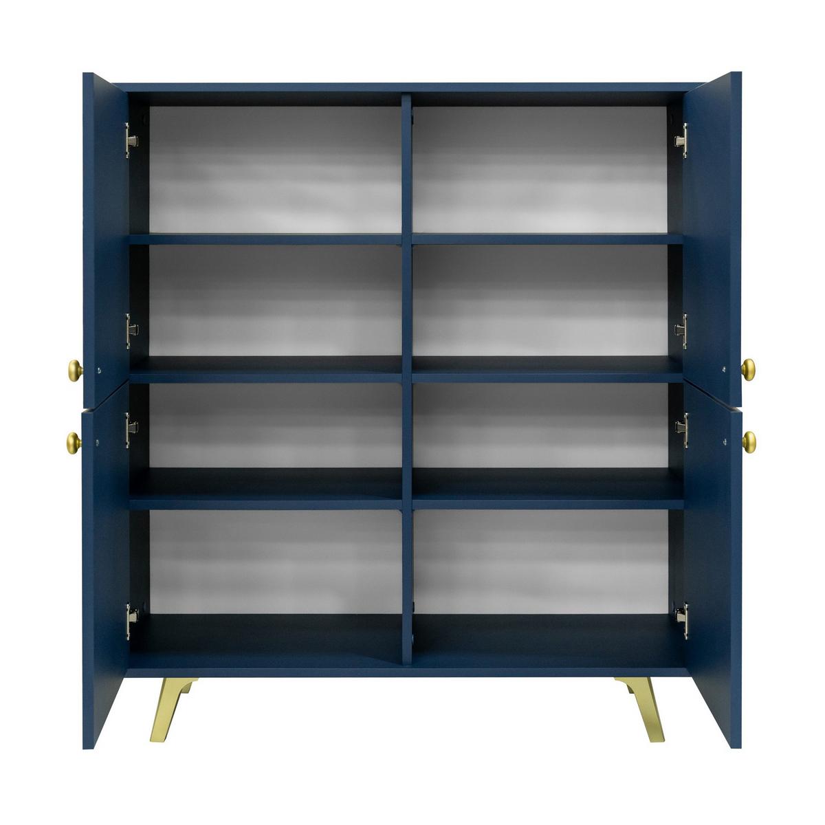 KOMMODE GALIO 140/86/41cm mit Schubladen 4 Türen Blau - Blau, Holzwerkstoff (140/86/41cm) - MASSENO