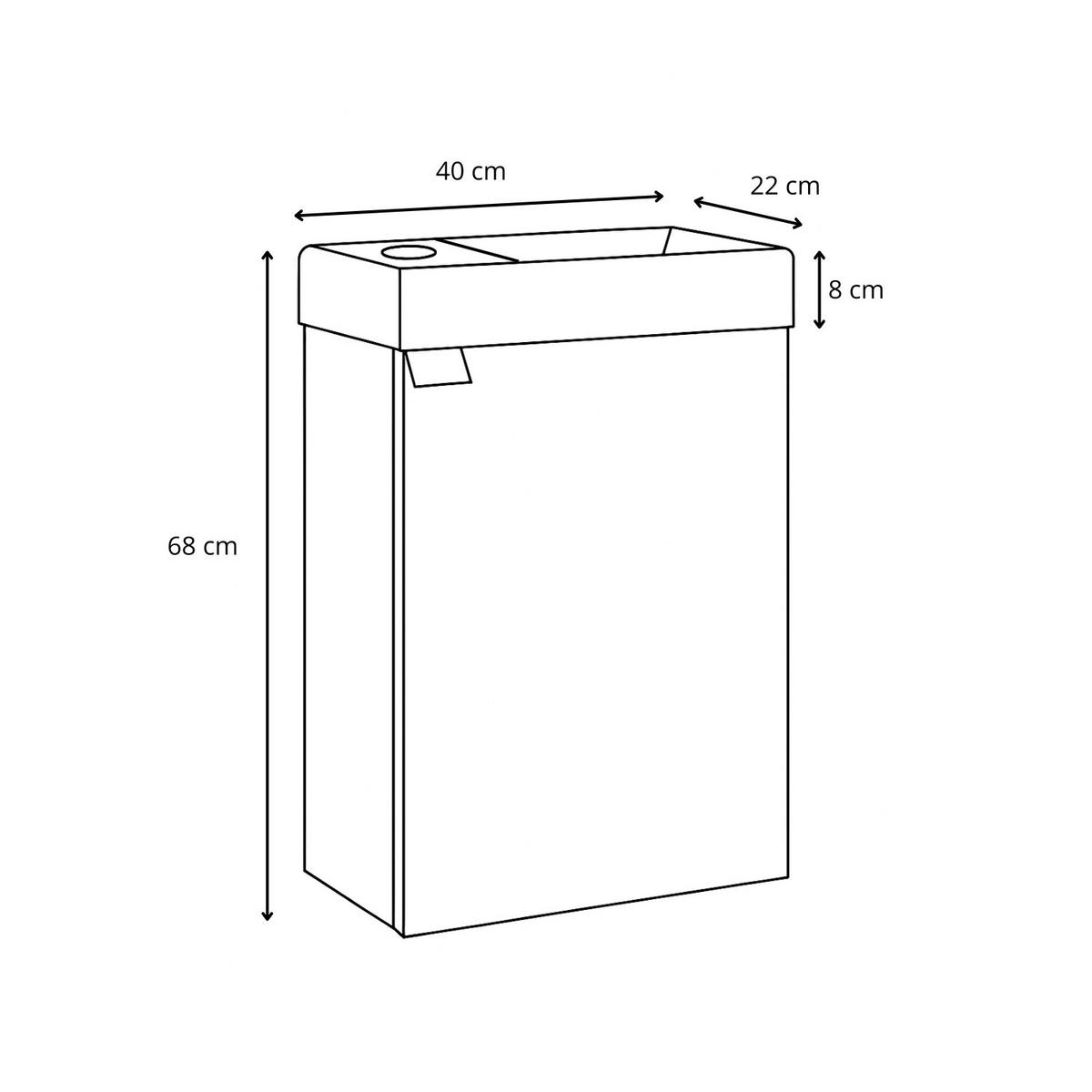 GÄSTE-WC-MÖBELSET Apollo 2 Teile Anthrazit - 40 x 22 x 68 cm - Anthrazit, Holz (40/68/22cm) - Badplaats