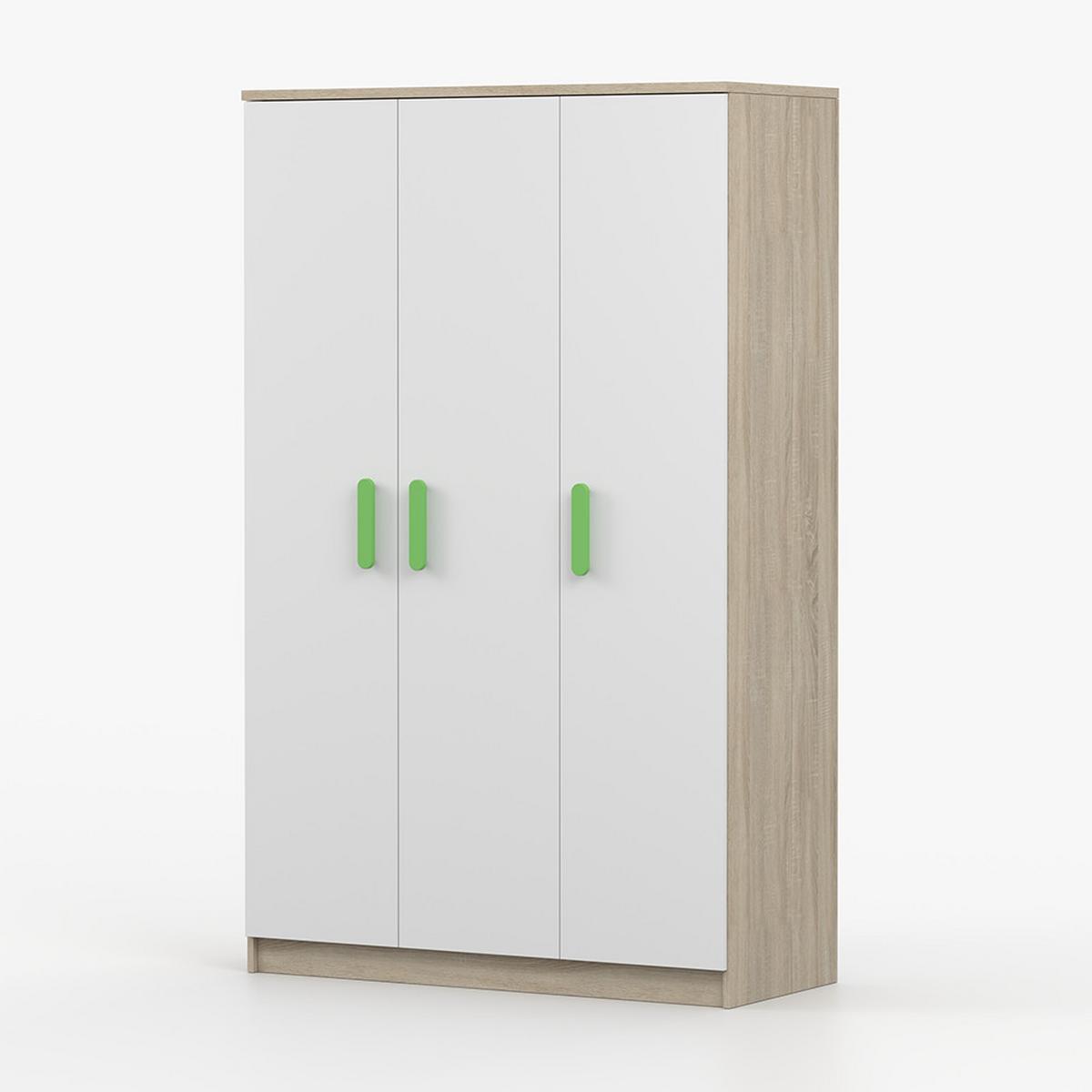 KLEIDERSCHRANK Jonas III 2D 19, 120/192/50, 3-türig, Sonoma-Eiche - Grün/Sonoma Eiche, Holzwerkstoff (120/194/50cm) - imoebel24