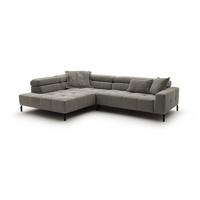 ECKSOFA OHIO Grau Cord - Schwarz/Grau, Textil/Metall (311/219cm) - KAWOLA
